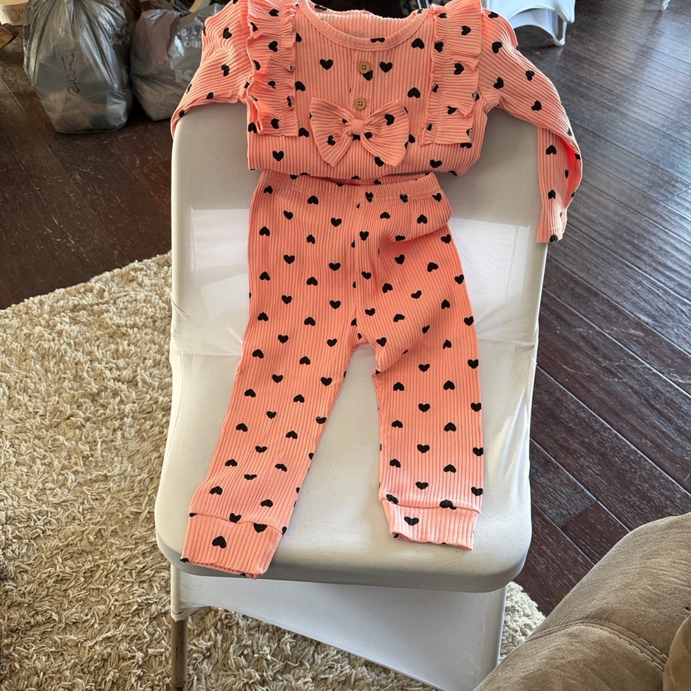 Pink Heart Patterned Baby Outfit